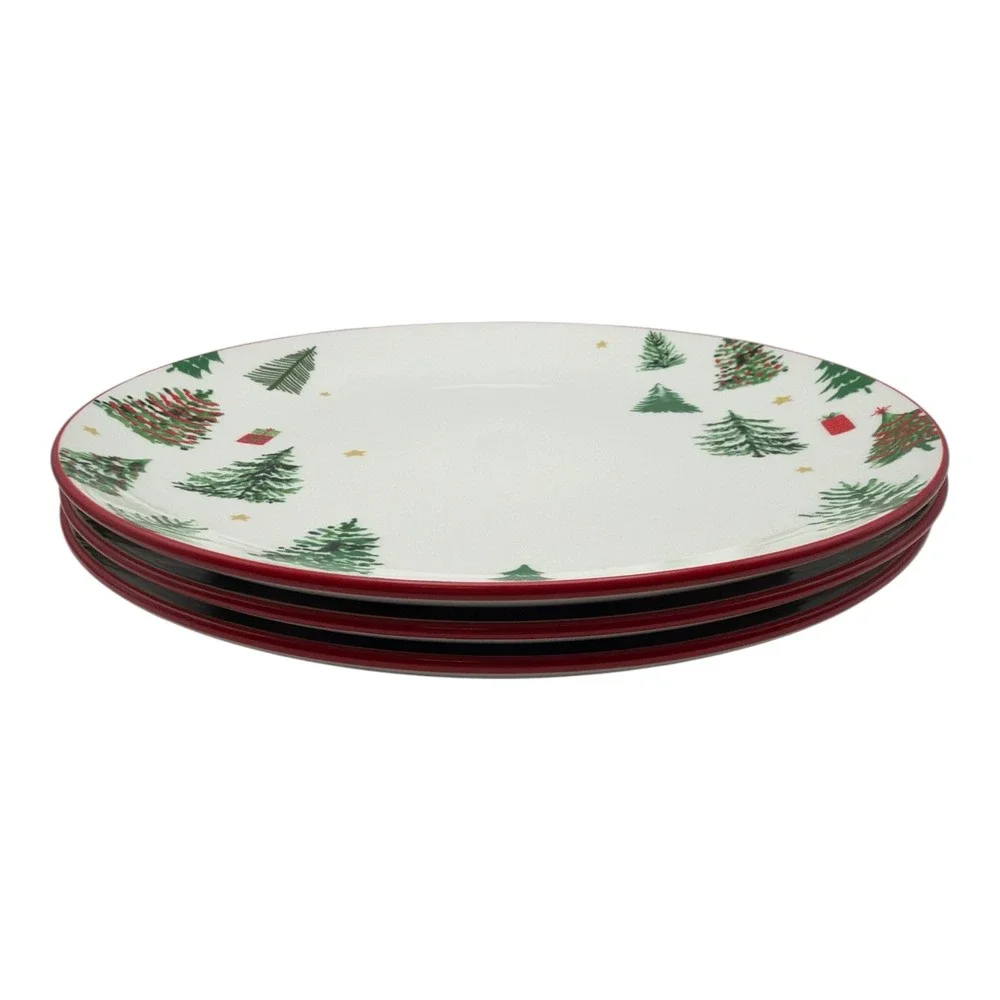 Oneida Merry And Bright Holiday Winter Dinner Plate Set of 3 NEW